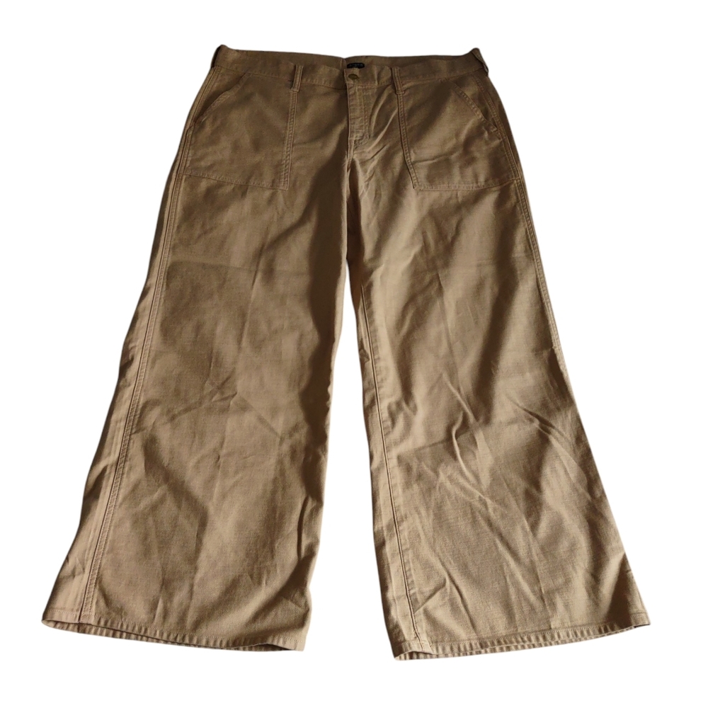 J. Crew Camp Pocket Wide Leg Pants Womens Size 33 Tan